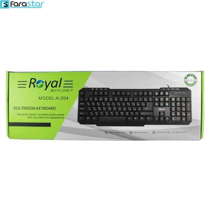 کیبورد رویال مدل K-204 با حروف فارسی 