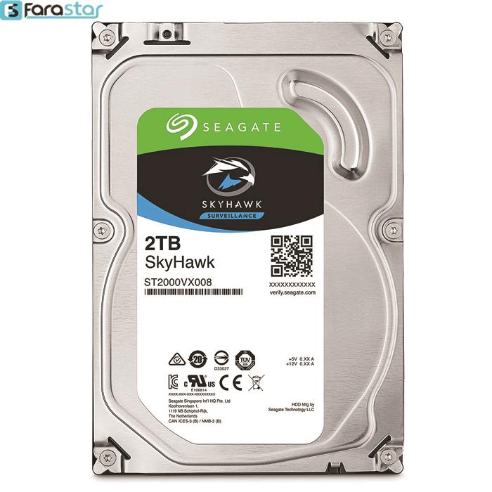  هارددیسک اینترنال سیگیت مدل SkyHawk ST2000VX008 ظرفیت 2 ترابایت
